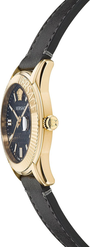 Versace Greca Time Quartz Black Dial Brown Leather Strap Watch For Men - VE3K00222 Buy Now By Versace