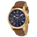 Fossil Grant Chronograph Blue Dial Brown Leather Strap Watch for Men - FS5068 Buy Now By Fossil