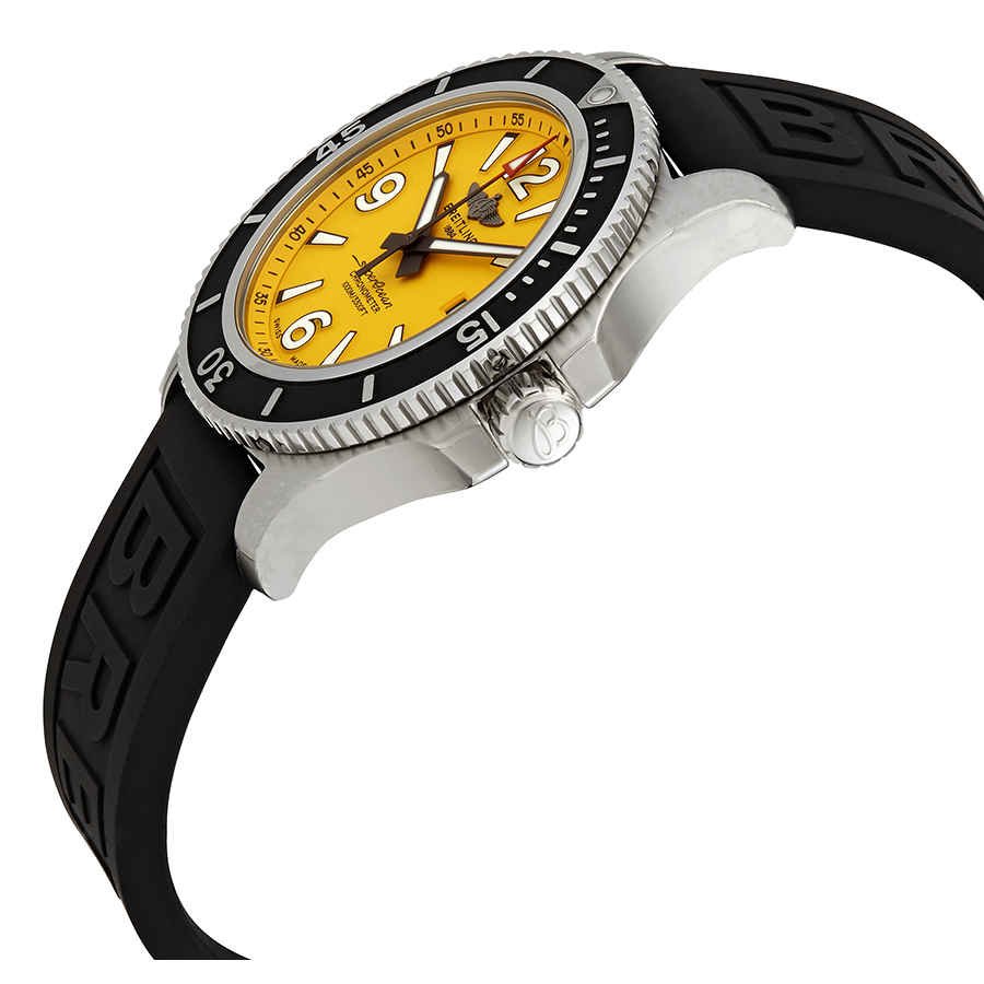 Breitling Superocean Automatic 44mm Yellow Dial Black Rubber Strap Watch for Men - A17367021I1S1 Buy Now By Breitling