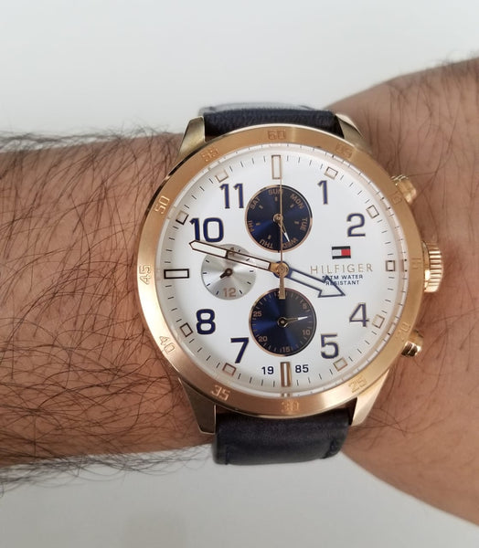 Tommy Hilfiger Trent Quartz White Dial Blue Leather Strap Watch for Men - 1791139 Buy Now By Tommy Hilfiger