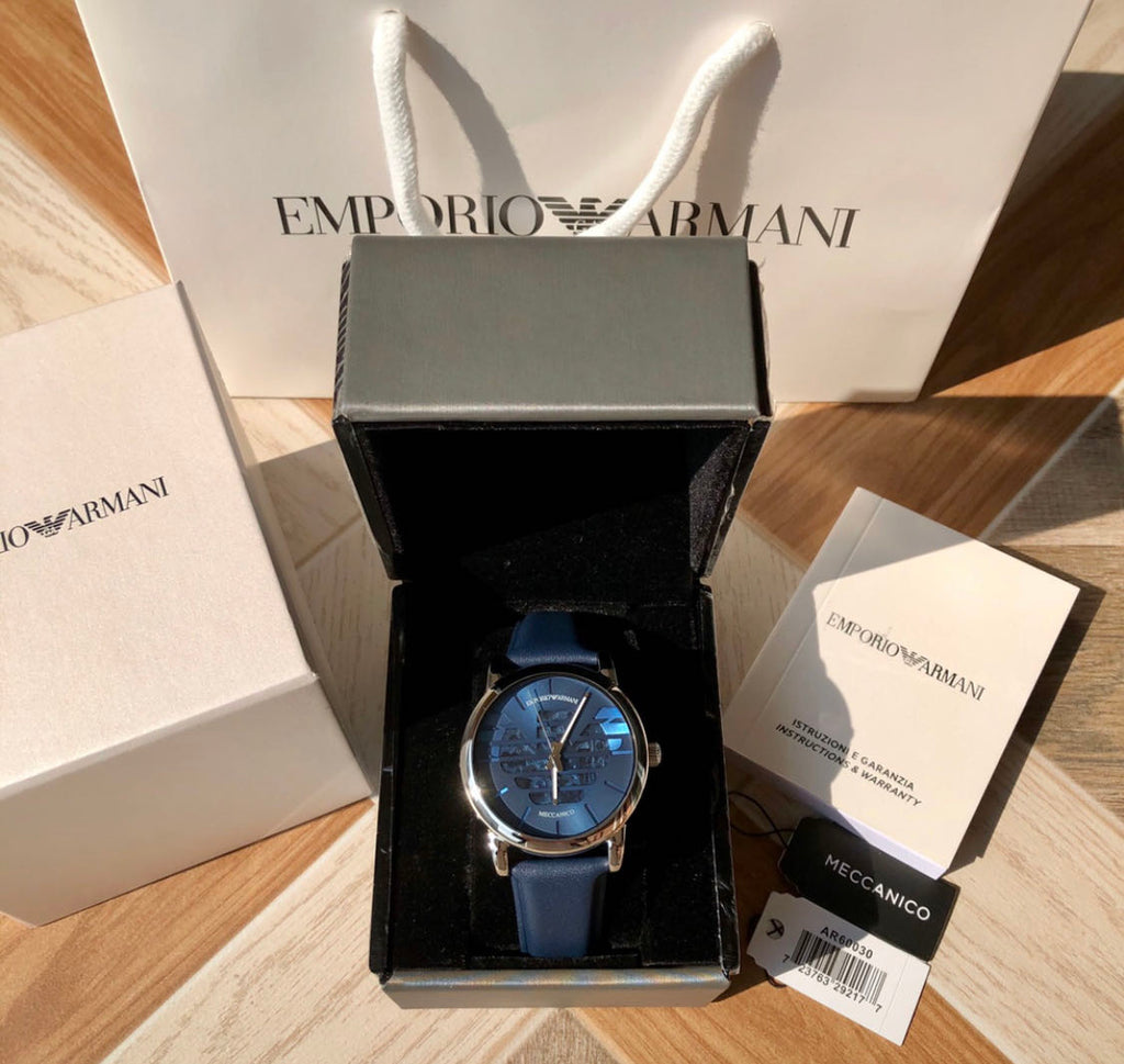 Emporio Armani Luigi Automatic Blue Dial Blue Leather Strap Watch For Men - AR60030 Buy Now By Emporio Armani