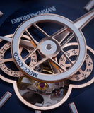 Emporio Armani Luigi Chronograph Skeleton Blue Dial Silver Steel Strap Watch For Men - AR60036 Buy Now By Emporio Armani