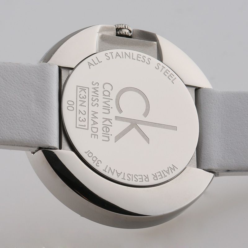 Calvin Klein Firm Silver Dial White Leather Strap Watch for Women - K3N231L6 Buy Now By Calvin Klein