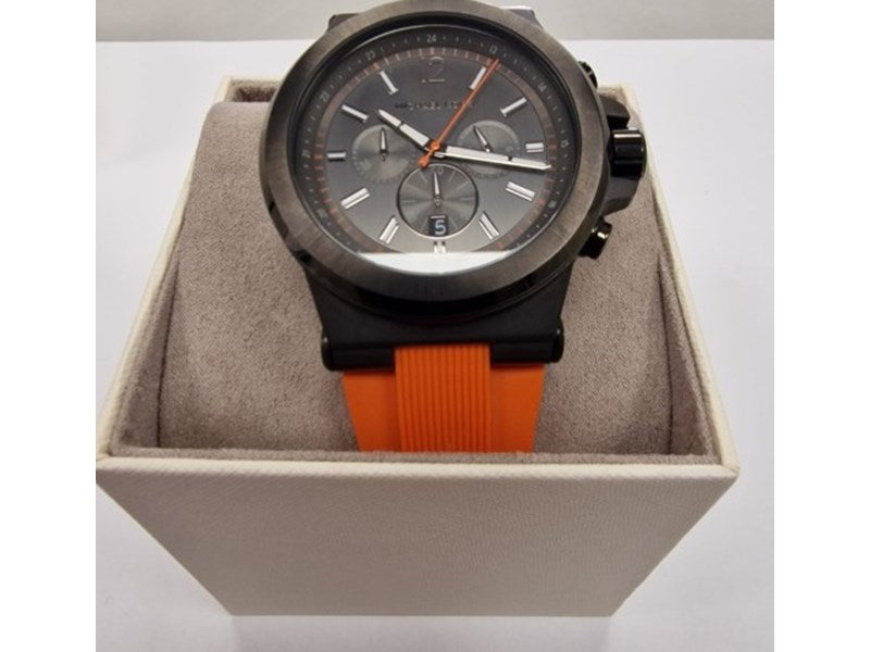 Michael Kors Dylan Chronograph Grey Dial Orange Rubber Strap Watch for Men - MK8296 Buy Now By Michael Kors