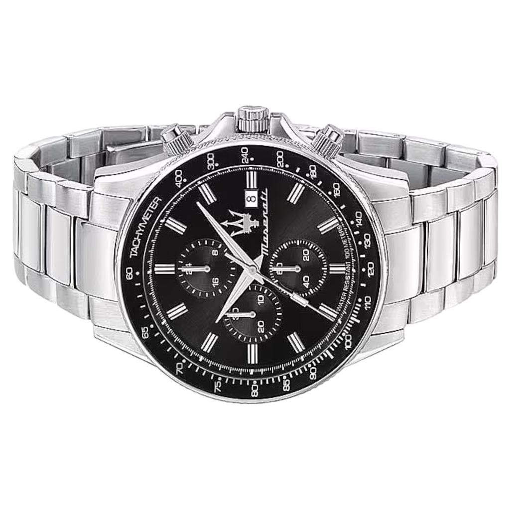 Maserati SFIDA Chronograph Black Dial Silver Steel Strap Watch For Men - R8873640015 Buy Now By Maserati
