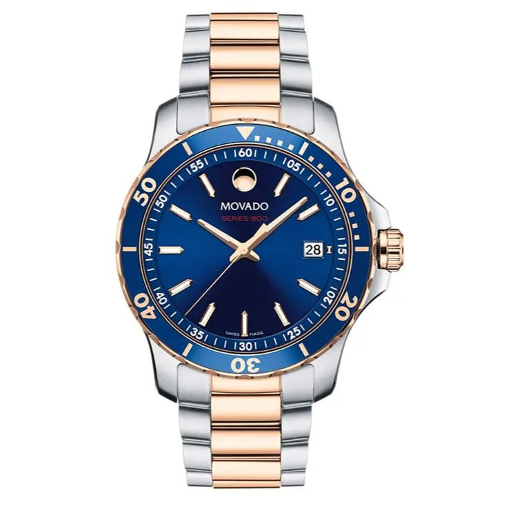 Movado Series 800 Blue Dial Two Tone Steel Strap Watch for Men - 2600149 Buy Now By Movado