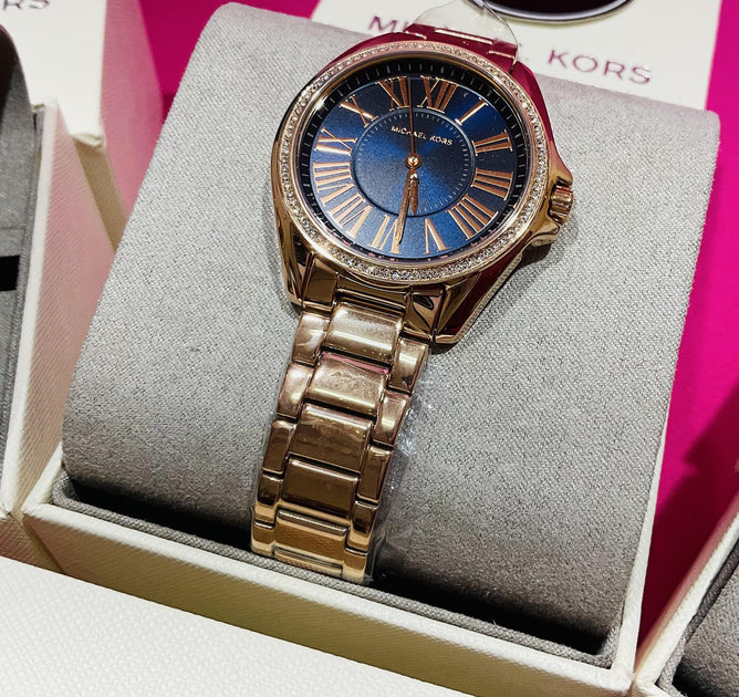 Michael Kors Kacie Three Hand Black Dial Rose Gold Steel Strap Watch for Women - MK6930 Buy Now By Michael Kors