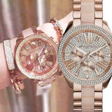 Michael Kors Wren Crystals Rose Gold Dial Rose Gold Steel Strap Watch for Women - MK6096 Buy Now By Michael Kors