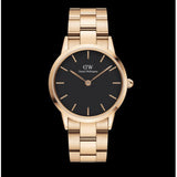 Daniel Wellington Iconic Link Black Dial Rose Gold Steel Strap Watch for Women - DW00100210 Buy Now By Daniel Wellington