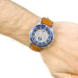 Fossil Grant Sport Automatic Skeleton Blue Dial Brown Leather Strap Watch for Men - ME3140 Buy Now By Fossil