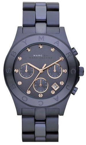 Marc Jacobs Blade Chronograph Blue Dial Blue Steel Strap Watch for Women - MBM8581 Buy Now By Marc Jacobs