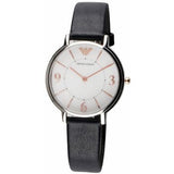 Emporio Armani Kappa White Mother of Pearl Dial Black Leather Strap Watch For Women - AR2509 Buy Now By Emporio Armani