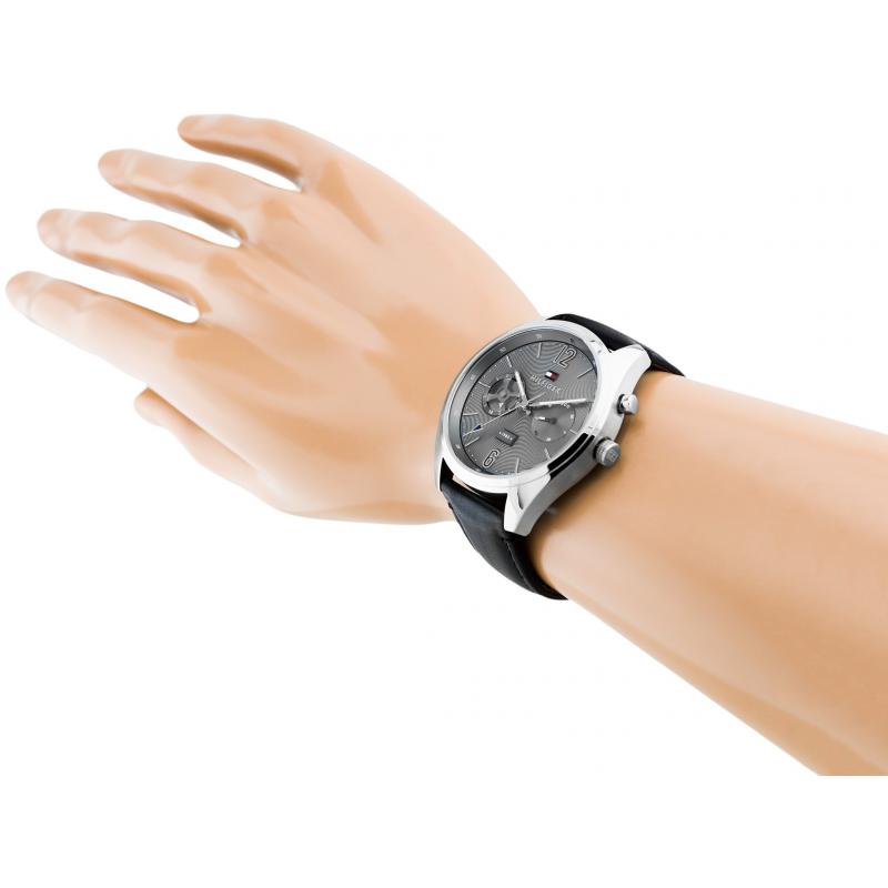 Tommy Hilfiger Deacan Grey Dial Black Leather Strap Watch for Men - 1791548 Buy Now By Tommy Hilfiger