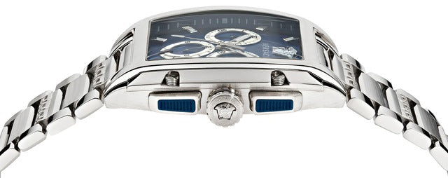 Versace Dominus Chronograph Blue Dial Silver Steel Strap Watch For Men - VE6H00423 Buy Now By Versace