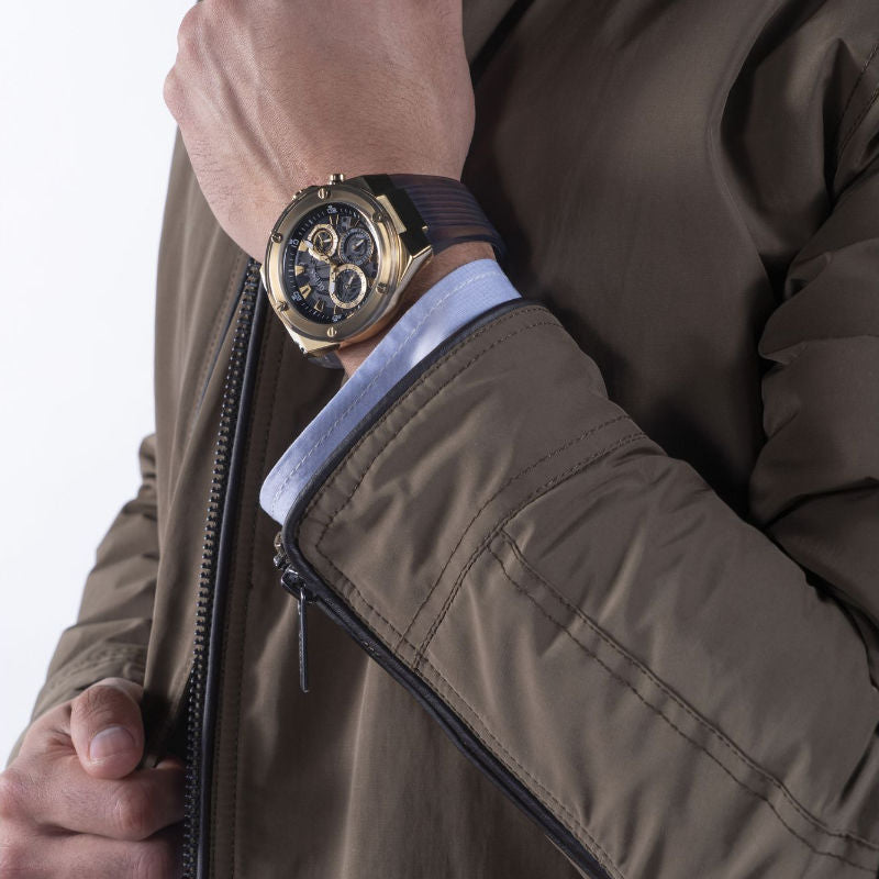 Guess Poseidon Chronograph Black Dial Black Silicone Strap Watch For Men - GW0425G1 Buy Now By Guess