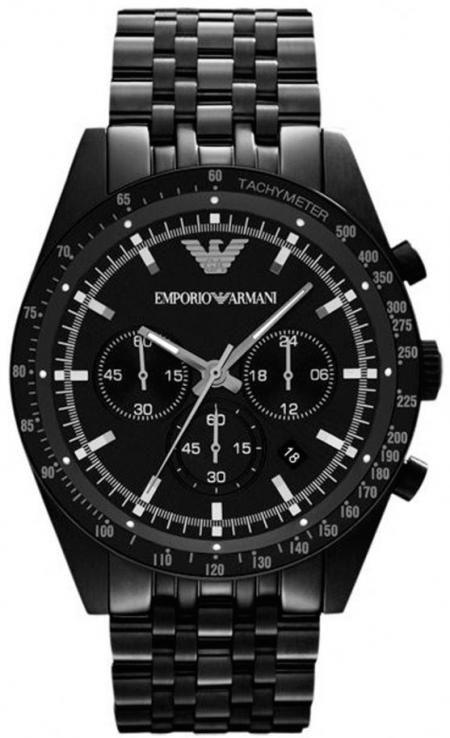 Emporio Armani Tazio Chronograph Black Dial Black Steel Strap Watch For Men - AR5989 Buy Now By Emporio Armani