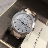 Burberry The City Nova White Dial Checked Brown Leather Strap Watch for Men - BU9357 Buy Now By Burberry