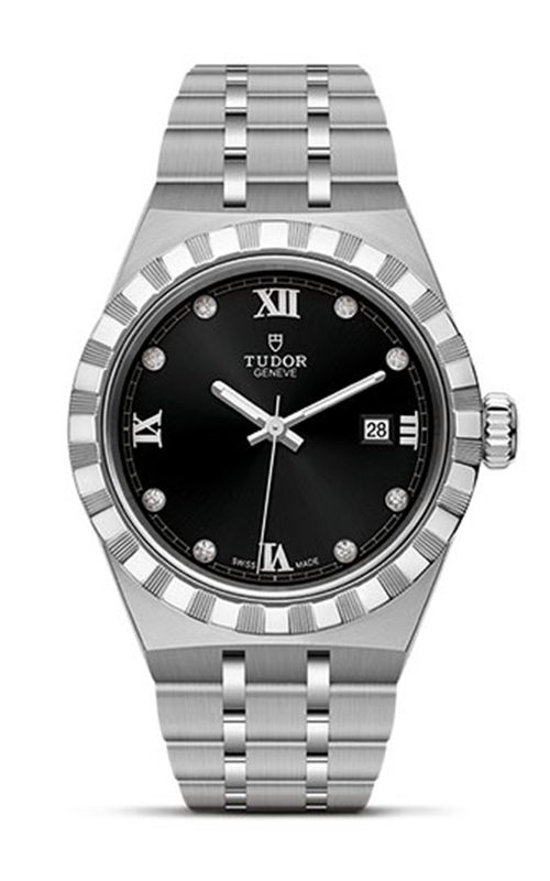 Tudor Royal Automatic Diamonds Black Dial Silver Steel Strap Watch for Men - M28600-0004 Buy Now By Tudor