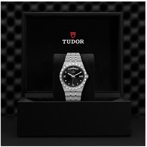 Tudor Royal Automatic Diamonds Black Dial Silver Steel Strap Watch for Men - M28600-0004 Buy Now By Tudor