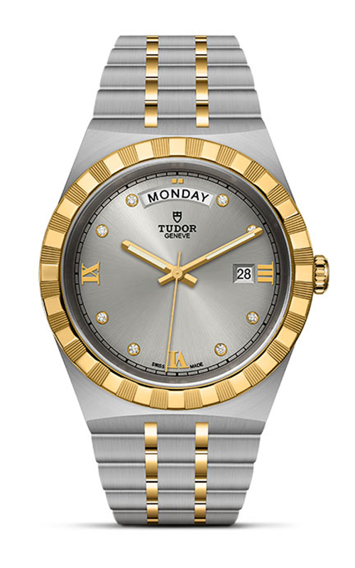 Tudor Royal Diamonds Automatic Grey Dial Two Tone Steel Strap Watch for Men - M28603-0002 Buy Now By Tudor