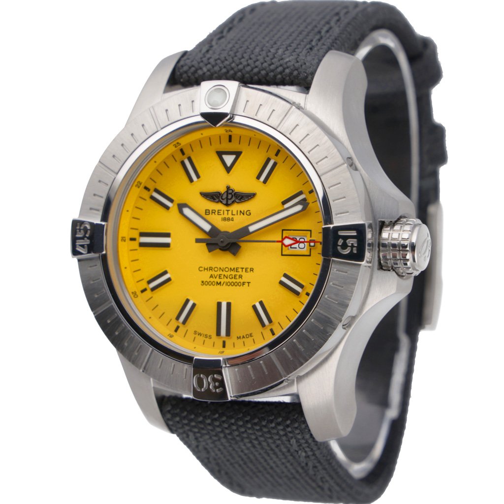 Breitling Avenger Automatic 45 Seawolf Yellow Dial Black Nylon Strap Watch for Men - A17319101I1X1 Buy Now By Breitling