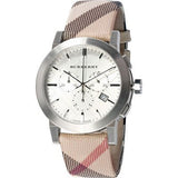 Burberry The City Nova White Dial Checked Brown Leather Strap Watch for Men - BU9357 Buy Now By Burberry
