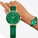 Swarovski Octea Nova Crystals Green Dial Green Leather Strap Watch for Women - 5650005 Buy Now By Swarovski