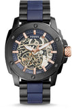 Fossil Modern Machine Automatic Skeleton Blue Dial Two Tone Steel Strap Watch for Men - ME3133 Buy Now By Fossil