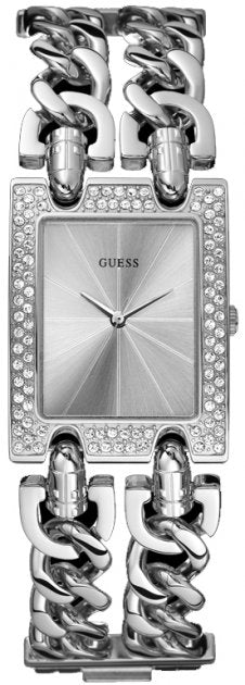 Guess Mod Heavy Metal Diamonds Silver Dial Silver Steel Strap Watch for Women - W95088L1 Buy Now By Guess