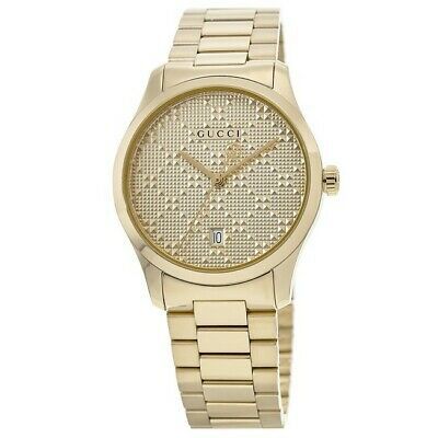 Gucci G Timeless Gold Dial Gold Steel Strap Unisex Watch - YA126461 Buy Now By Gucci