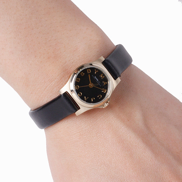 Marc Jacobs Henry Dinky Black Dial Black Leather Strap Watch for Women - MBM1240 Buy Now By Marc Jacobs
