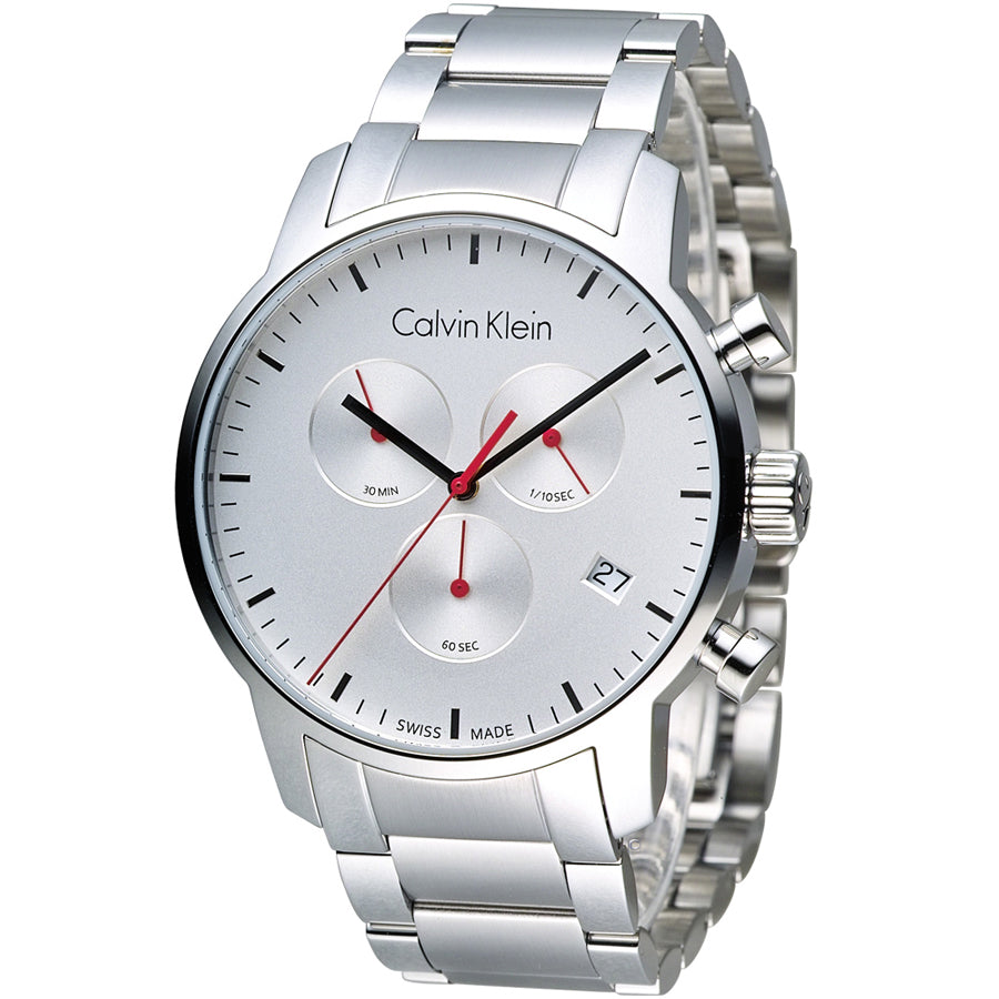 Calvin Klein City Chronograph White Dial Silver Steel Strap Watch for Men - K2G271Z6 Buy Now By Calvin Klein