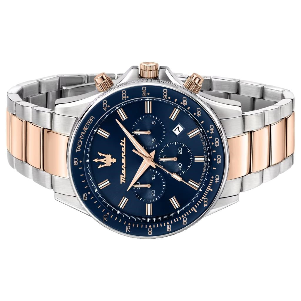 Maserati SFIDA Chronograph Blue Dial Two Tone Steel Strap Watch For Men - R8873640012 Buy Now By Maserati
