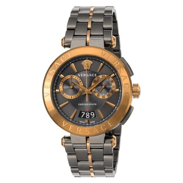 Versace Aion Chronograph Black Dial Grey Steel Strap Watch for Men - VBR050017 Buy Now By Versace