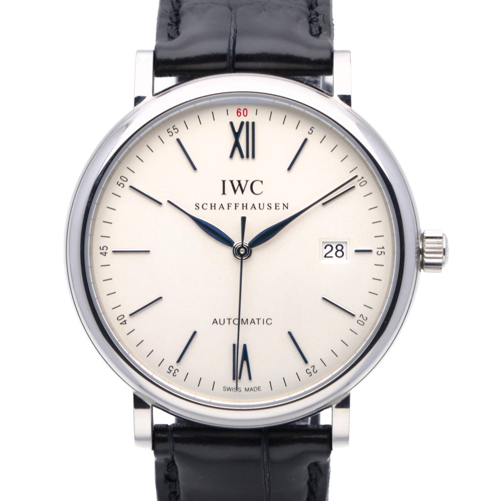 IWC Portofino Automatic White Dial Black Leather Strap Watch for Men - IW356501 Buy Now By IWC