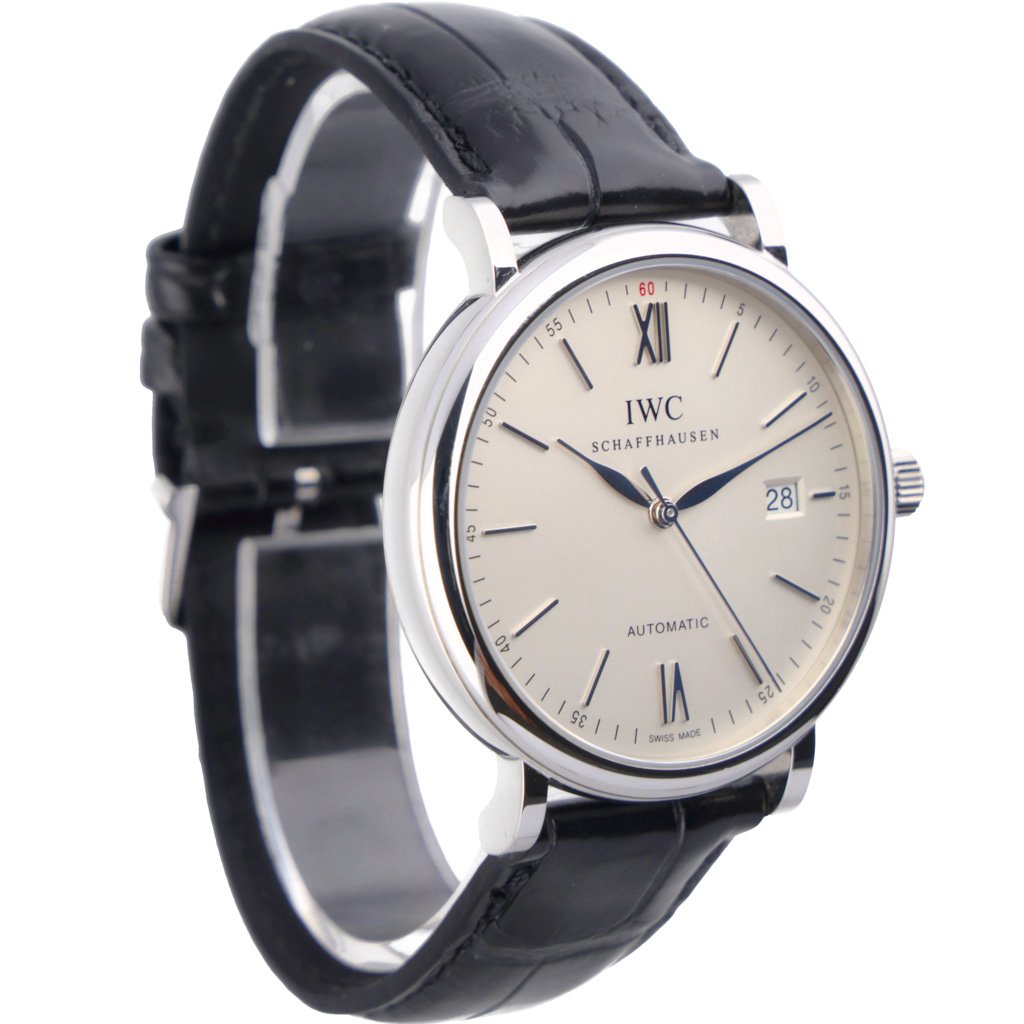 IWC Portofino Automatic White Dial Black Leather Strap Watch for Men - IW356501 Buy Now By IWC