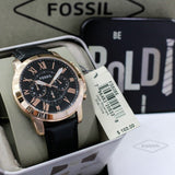 Fossil Grant Chronograph Grey Dial Black Leather Strap Watch for Men - FS5085 Buy Now By Fossil