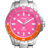 Fossil Blue Dive Analog Pink Dial Silver Steel Strap Watch For Women - ES5351 Buy Now By Fossil