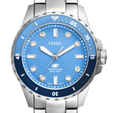 Fossil Blue Dive Three Hand Blue Dial Silver Steel Strap Watch For Women - ES5353 Buy Now By Fossil
