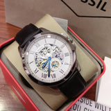 Fossil Grant Skeleton White Dial Black Leather Strap Watch for Men - ME3053 Buy Now By Fossil