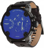 Diesel Little Daddy Blue Dial Black Leather Strap Watch For Men - DZ7257 Buy Now By Diesel