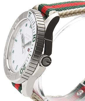 Gucci G Timeless White Dial Two Tone Nylon Strap Watch For Men - YA126231 Buy Now By Gucci