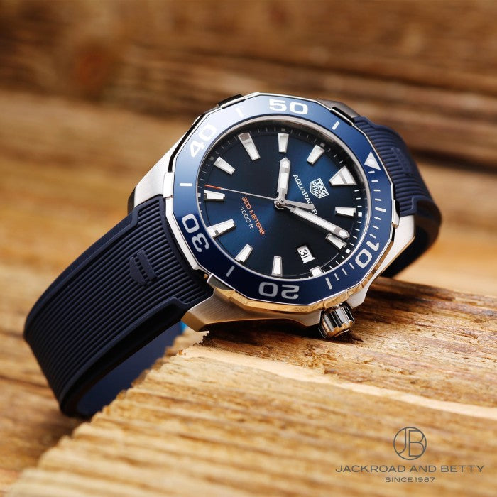 Tag Heuer Aquaracer Quartz Blue Dial Blue Rubber Strap Watch for Men - WAY101C.FT6153 Buy Now By Tag Heuer