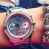 Guess Confetti Multicolored Dial Silver Steel Strap Watch For Women - W0774L1 Buy Now By Guess