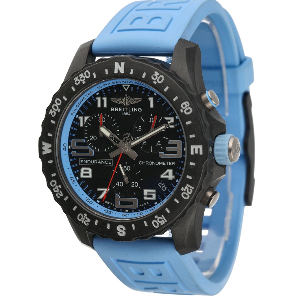 Breitling Endurance Pro Black Dial Light Blue Rubber Strap Watch for Men - X82310281B1S1 Buy Now By Breitling