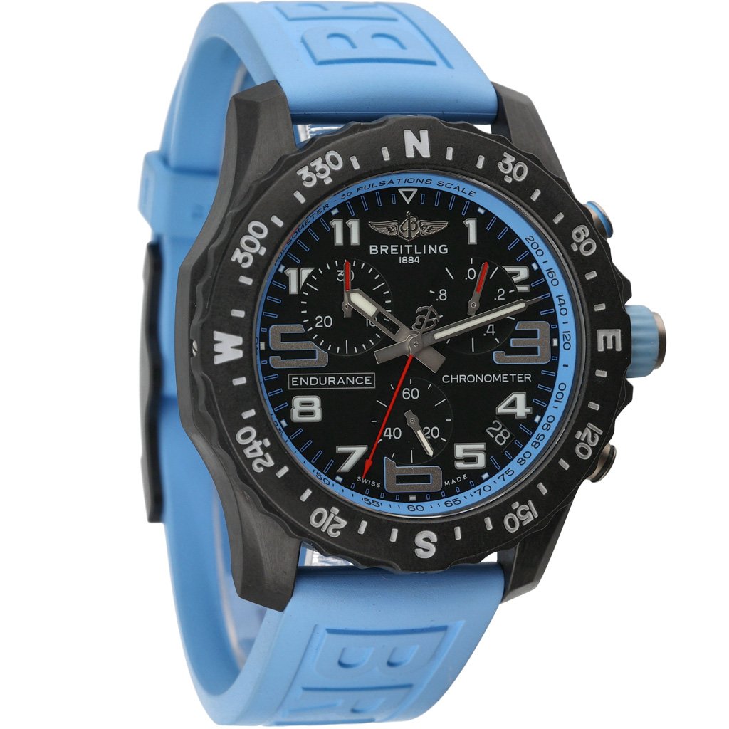 Breitling Endurance Pro Black Dial Light Blue Rubber Strap Watch for Men - X82310281B1S1 Buy Now By Breitling
