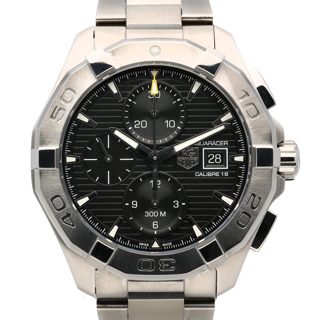 Tag Heuer Aquaracer Automatic Chronograph Black Dial Silver Steel Strap Watch for Men - CAY2110.BA0927 Buy Now By Tag Heuer