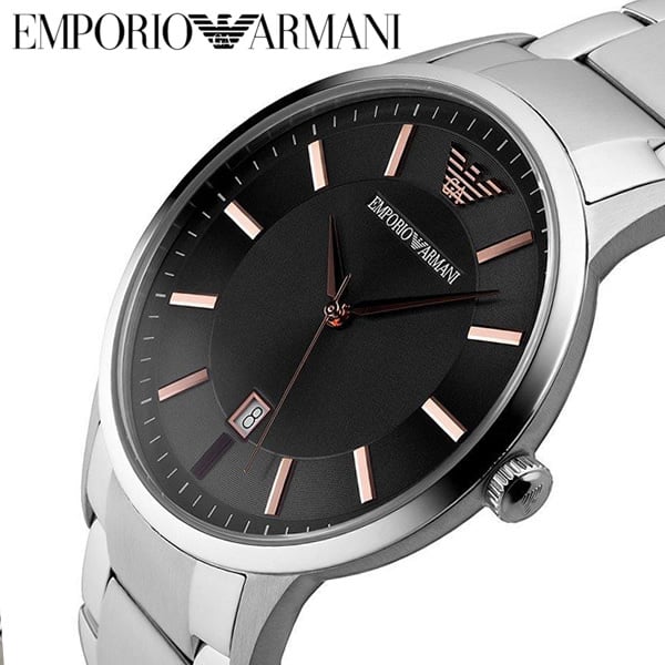Emporio Armani Renato Quartz Black Dial Silver Steel Strap Watch For Men - AR11179 Buy Now By Emporio Armani
