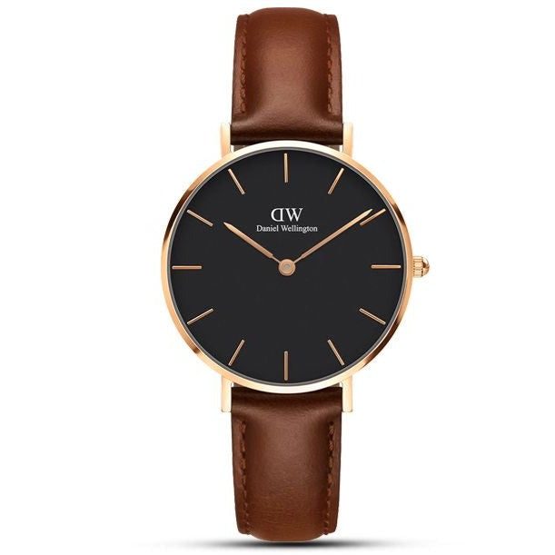 Daniel Wellington Classic Petite Bristol Black Dial Brown Leather Strap Watch For Women - DW00100165 Buy Now By Daniel Wellington