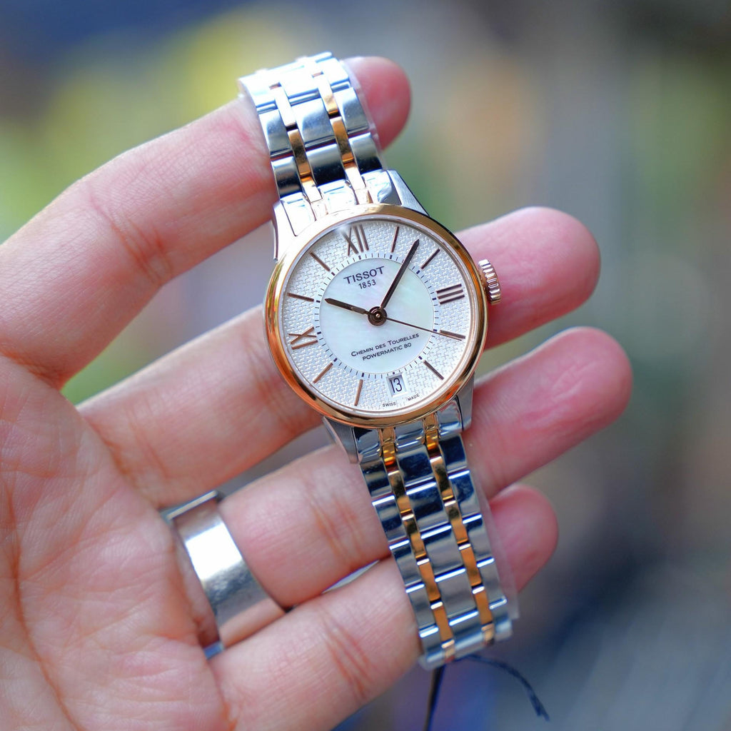 Tissot Chemin Des Tourelles Powermatic 80 Helvetic Price Lady Silver Dial Two Tone Steel Strap Watch For Women - T099.207.22.118.01 Buy Now By Tissot